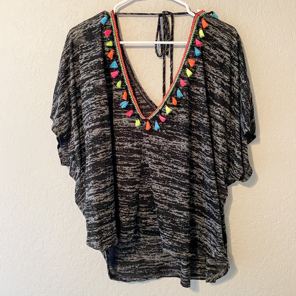 Tassel swim coverup top
